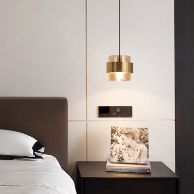 Závesný luster LC866/1TN, 1XE27, nastaviteľná výška, sklo a kov