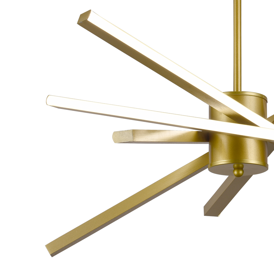 LED luster s diaľkovým ovládaním LT176/5GD, 69W, 5 prvkov, studené/teplé/neutrálne svetlo 3000K/4000K/6000K, stmievateľné, zlaté, nastaviteľná výška, kov a akryl