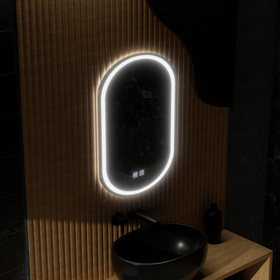 Oválne LED zrkadlo, 50x100cm, Velara Touch, Demister System, Stmievateľné