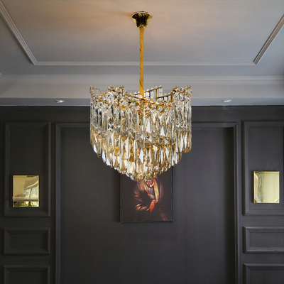 Crystal Luster Topkapi Noble 6xe14, priemer 40 cm, lesklé zlato, nastaviteľná výška