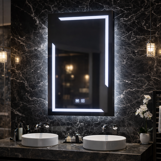 Obdĺžnikové LED zrkadlo, 45x60cm, ECLISSA Touch, Demister System, Stmievateľné, Studené svetlo 6000K Zrkadlá Korman E Predvolený názov Alessandro Design