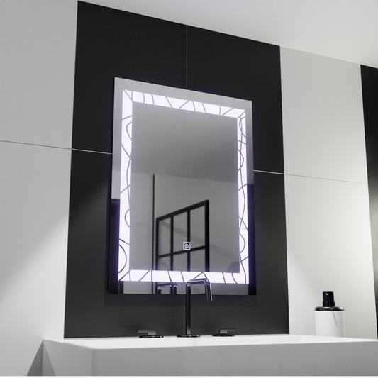 Zrkadlové LED obdĺžnikový 60x80cm Deco rám základný dotyk