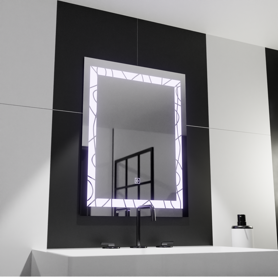Zrkadlové LED obdĺžnikový 60x80cm Deco rám základný dotyk