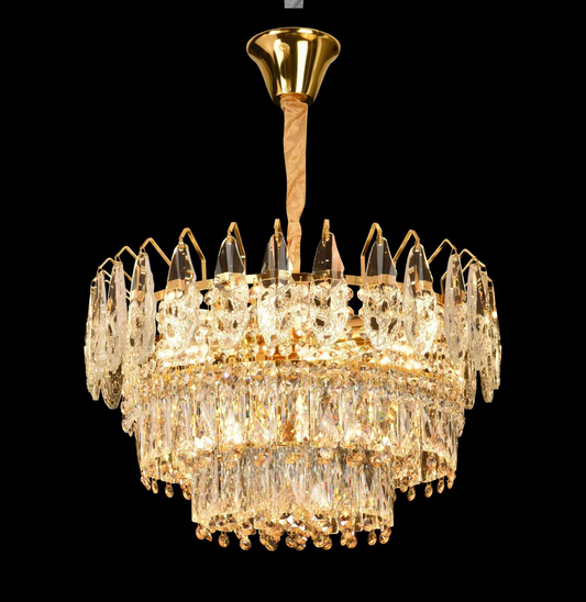 Lustrový krištáľový Windsor elegancia 6x E14, priemer 49 cm, lesklé zlato, nastaviteľná výška