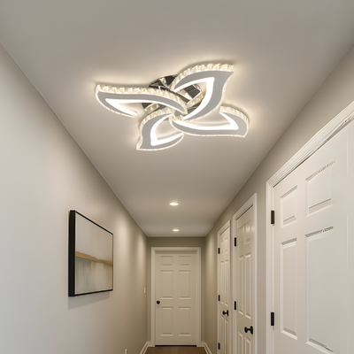 Alejandro LED luster s diaľkovým ovládaním, 71 W, 4 kvety, studené/teplé/neutrálne stmievateľné svetlo, chróm