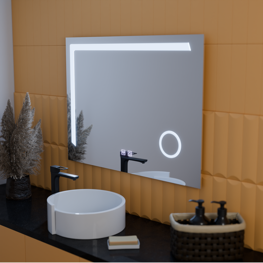 Zrkadlo LED Touch Manfred Defrition System, Clock and TEPELE 60x80 cm Kozmetické zväčšovanie