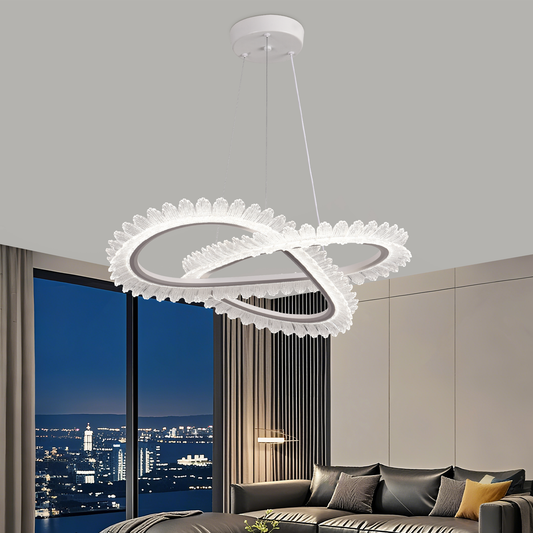 Lulus Led Prism Luminis, Crystal and Metal, 4 kruhy, smoiera, nastaviteľná výška, studené/teplé/neutrálne svetlo, luxusné osvetlenie