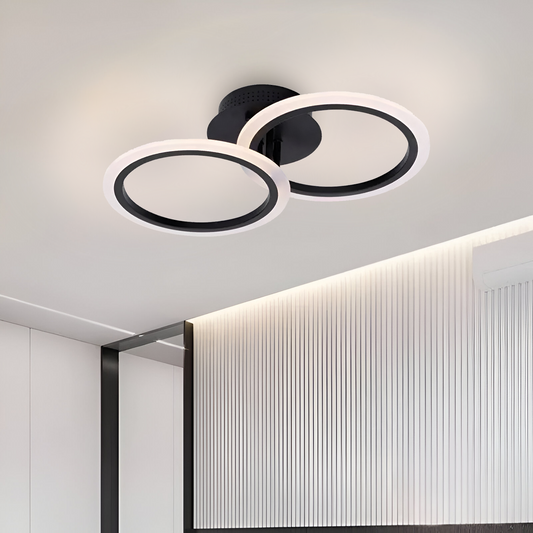 LED luster s betty diaľkovým ovládaním, 28W, 2 kruhy, studené/horúce/neutrálne svetlo, nestabilné, čierne