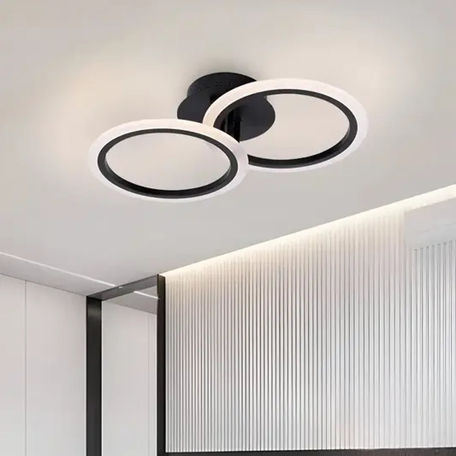 LED luster s betty diaľkovým ovládaním, 28W, 2 kruhy, studené/horúce/neutrálne svetlo, nestabilné, čierne