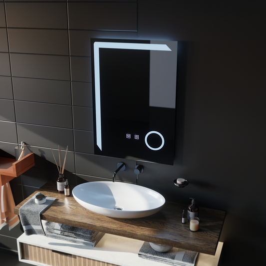 Zrkadlo LED Touch Manfred Defrition System, Clock and TEPELE 60x80 cm Kozmetické zväčšovanie