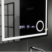 Zrkadlo LED obdĺžnikový 60x60cm Souverain Motionglow Marcello Demantle Clock Defosting Terometer