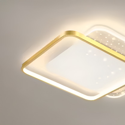 LED luster s diaľkovým ovládaním GILDRA, 110 W, 2 štvorce, studené/horúce/neutrálne svetlo, nemilosrdné, zlaté