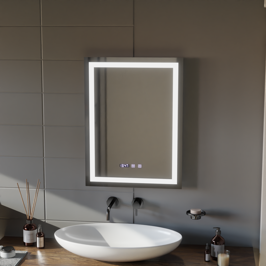 LED Touch Gustav Mirror Defrition Systém, hodiny a teplota 60x80 cm