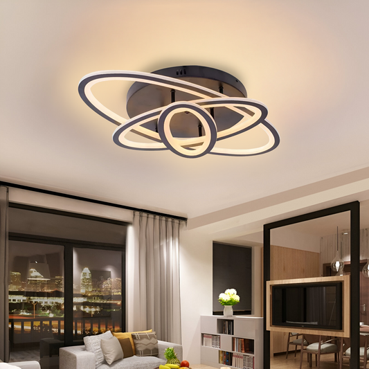 LED luster s gentianom diaľkovým ovládaním, 75 W, 3 elipsy, studené/horúce/neutrálne svetlo, nestabilné, čierne