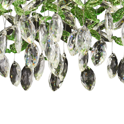 Krištáľový LED luster LLC211/400GN okrúhly, 22W, studené/teplé/neutrálne svetlo, zelené kryštály, lesklý chróm