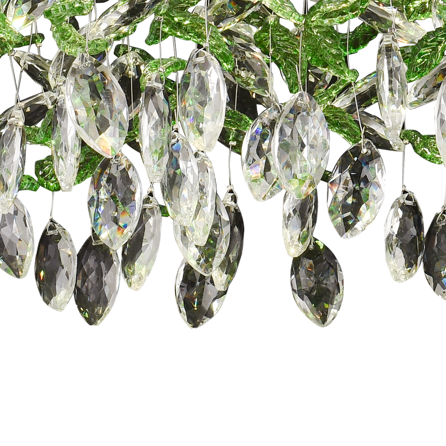 Krištáľový LED luster LLC211/400GN okrúhly, 22W, studené/teplé/neutrálne svetlo, zelené kryštály, lesklý chróm