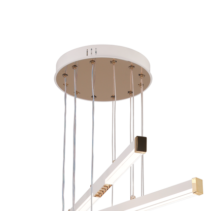 Závesný akrylový LED luster LT183/5WH, 69W, svetlo 3000/4000/6000K, biely, nastaviteľná výška