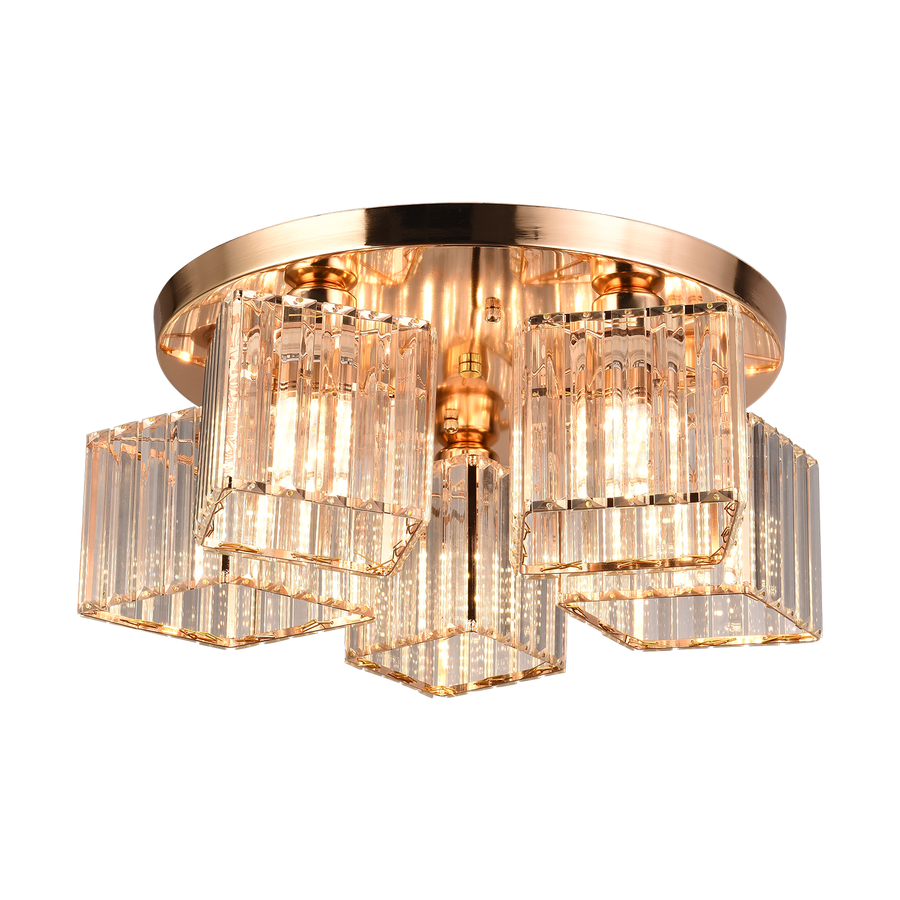 Sasha moderný klasický luster, LC117/5GD, 5x E27, kov a krištáľ, zlato, tienidlo