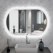 Oválne LED zrkadlo, 80x50cm, Altera Marcello MotionGlow Sensor, Demister System, Hodiny & Teplomer, Stmievateľné