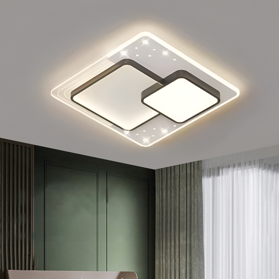 LED luster s diaľkovým ovládaním Velura Nocco, 125 W, 3 štvorce, studené/horúce/neutrálne svetlo, nestabilné, čierne