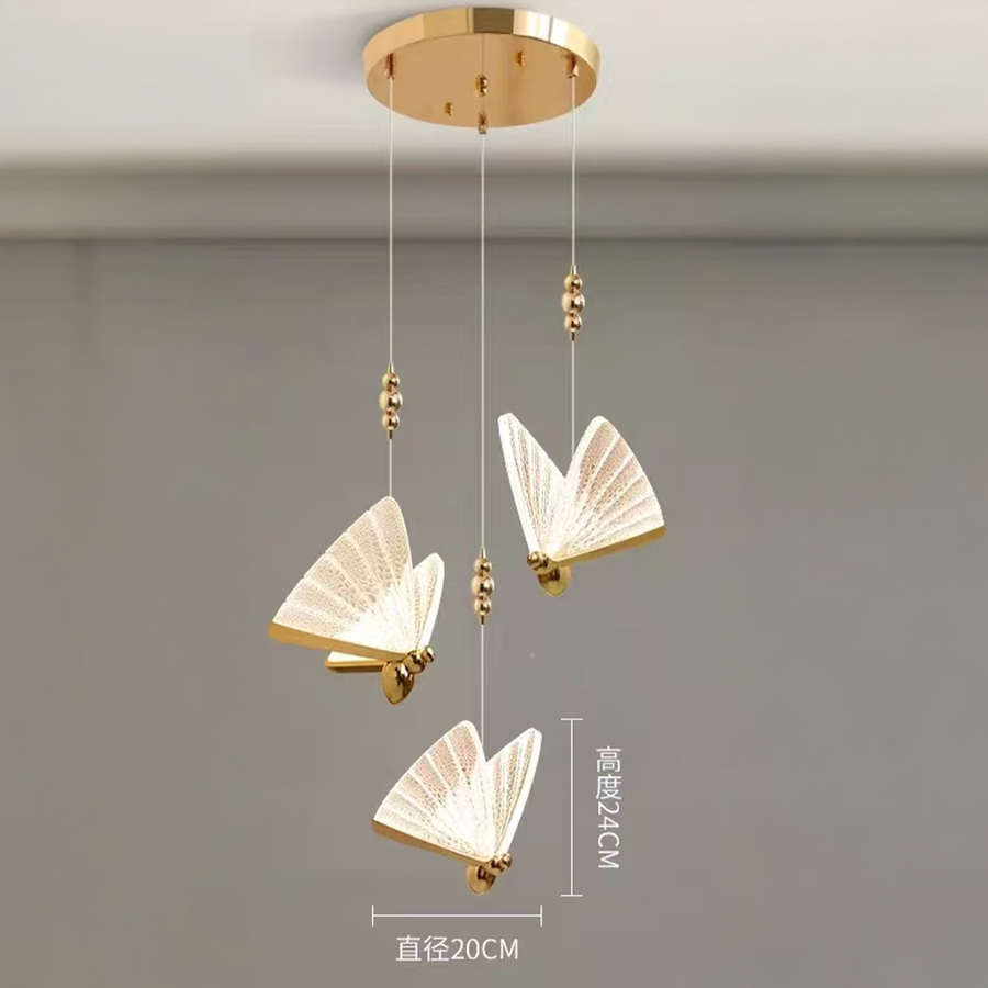 Lustra zavesená LED Acril Valentina s diaľkovým ovládaním, DAVABLE, 3000K/4000K/6000K, zlato, kov a akryl