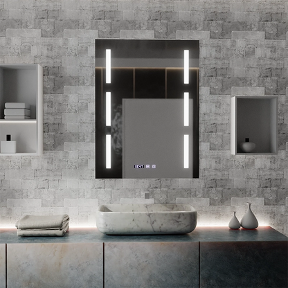 Zrkadlo LED Touch Erich S86/60X80 Systém odhmlievania, hodiny a teplota 60x80 cm