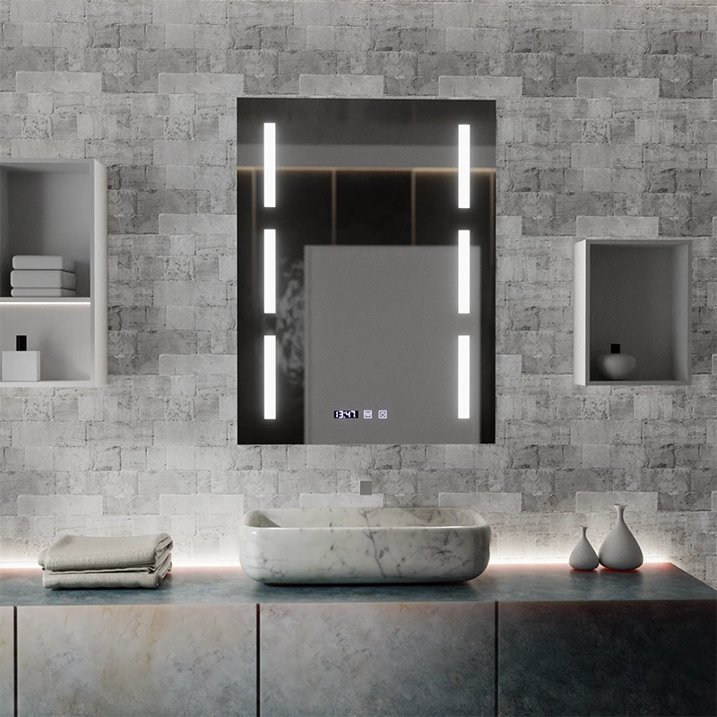 Zrkadlo LED Touch Erich S86/60X80 Systém odhmlievania, hodiny a teplota 60x80 cm