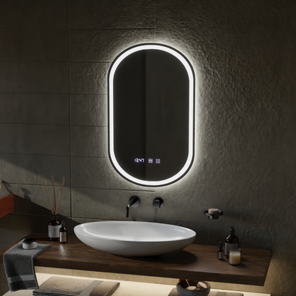 LED dotyk Wilhelm Mirror Defrition System, Clock and TEPELE 50X80 CM