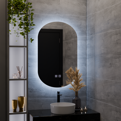 Oválne LED zrkadlo, 50X80cm, E14S/50X80, Touch, Demister System