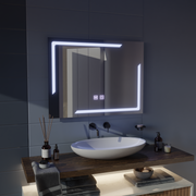 Obdĺžnikové LED zrkadlo, 80x60cm, ECLISSA Touch, Demister System, Stmievateľné