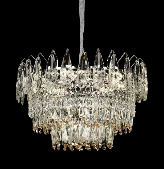 Lustrový krištáľový Windsor elegancia 6x E14, priemer 49 cm, lesklé zlato, nastaviteľná výška