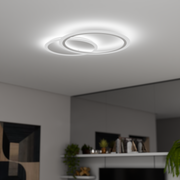 LED luster s diaľkovým ovládaním Lucy, 40 W, 2 kruhy, studené/horúce/neutrálne svetlo, lúč, biele