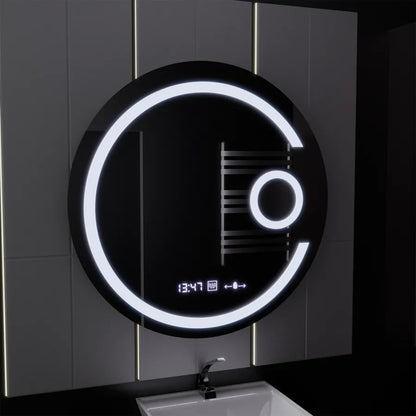 Zrkadlo LED Round 70 cm Visio Motionglow Marcello Demonant Clock System a kozmetický teplomer
