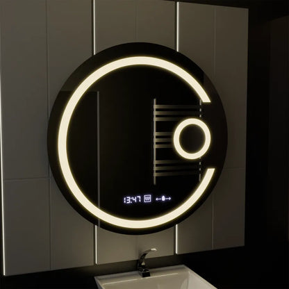Zrkadlo LED Round 70 cm Visio Motionglow Marcello Demonant Clock System a kozmetický teplomer