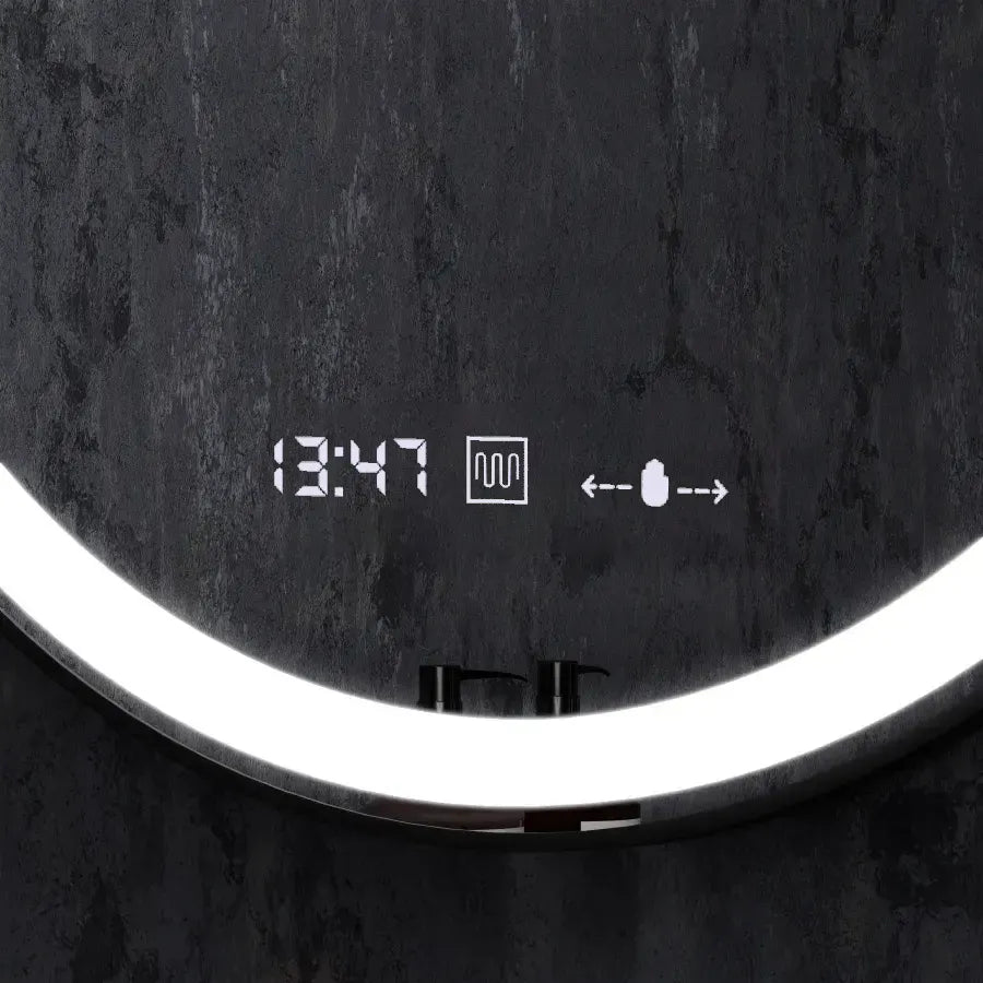 Zrkadlo LED Round 70 cm Celesti Majesti noir Motionglow Marcello Clock Defrition System a smiešne teplomer