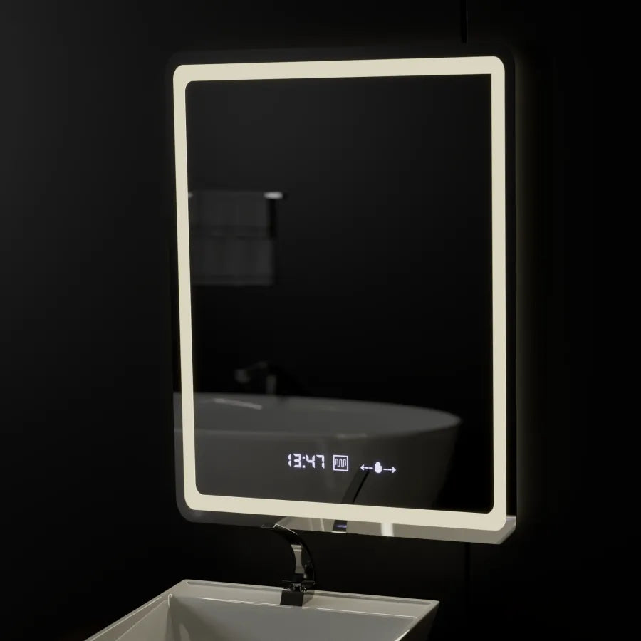 Obdĺžnikové LED zrkadlo 60x80cm Motionglow Sensor Marcellow Wizz Systém rozmrazujúcej hodiny a smiešne teplomer