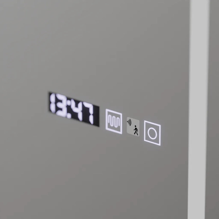 Zrkadlové LED RECTANGULA 60x150 cm Bianca Radar Radar Marcello Clock DeFROST & Smutable Therometer