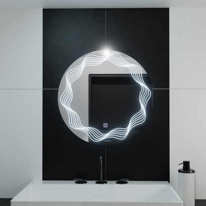Zrkadlové okrúhle LED 60 cm flusso dotknuté systém defriácie