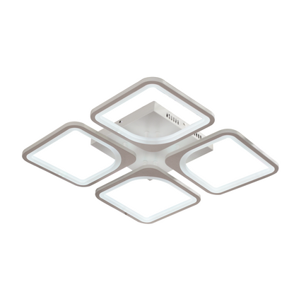 LED luster s diaľkovým ovládaním, Zoe, 4 štvorce, 52 W, studené/horúce/neutrálne svetlo, nestabilné, biele