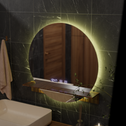 LED Touch Alfred Mirror Defrition Systém, hodiny a teplota 60x60 cm s integrovanou podporou