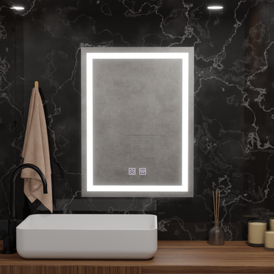 Obdĺžnikové LED zrkadlo, 60x80cm, RADIANTE Touch, Demister System, Stmievateľné