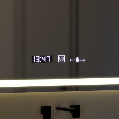 Zrkadlo LED obdĺžnikový obdĺžnik 120x80cm Vérité Motionglow Marcello, deaktivujúci systém, teplomer a hodiny, daimable