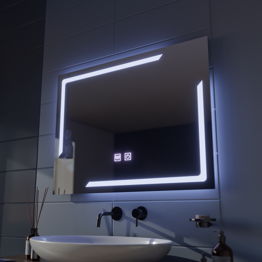 Obdĺžnikové LED zrkadlo, 80x60cm, ECLISSA Touch, Demister System, Stmievateľné