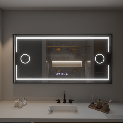 Obdĺžnikové LED zrkadlo 120x80cm Motionglow Sensor Marcello Demonant Clock Defosting System