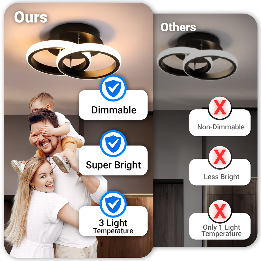 LED luster VERTEX CIRCULA 21W, 2 kruhy, kovové rámy, studené/teplé/neutrálne svetlo 3000K/4000K/6000K, čierny, kov