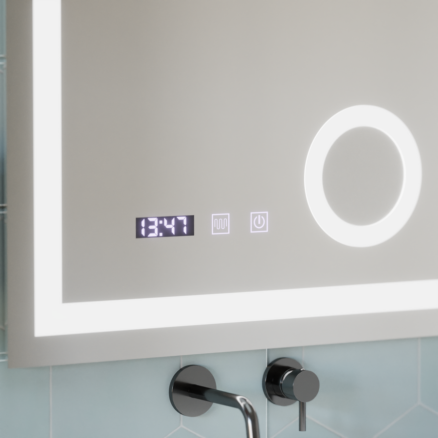 Zrkadlo LED Touch Manfred Defrition System, Clock and TEPELE 60x80 cm Kozmetické zväčšovanie