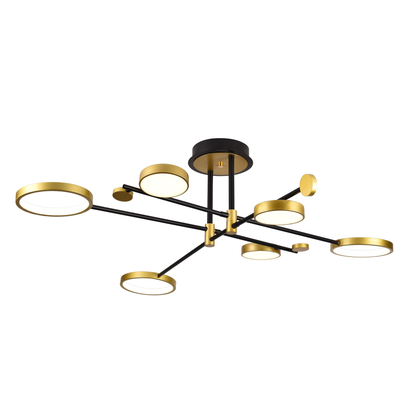 LED luster s diaľkovým ovládaním MARIA, 6 prvkov, 31W, teplé/studené/neutrálne svetlo 3000K/4000K/6000K, stmievateľné, zlatá a čierna, kov