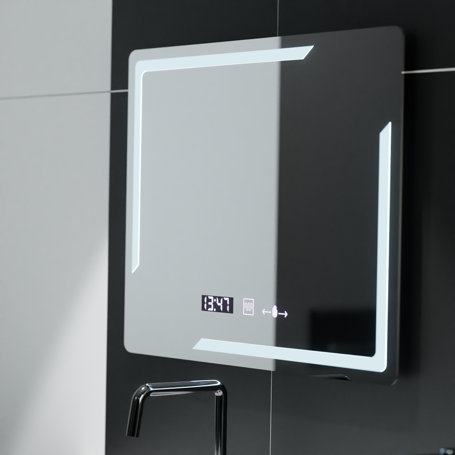 Zrkadlové obdĺžnikové obdĺžnikové 80x60cm Rayonment Motionglow Marcelow System Petrít v systéme a teplomer Daim