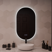 Oválne LED zrkadlo 50x80cm Llexort Touch Deframe Smoteble System