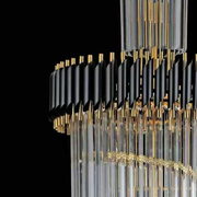 Krištáľový luster CC900/600X1800, 27xE14, Priemer 60cm, Výška 180cm, Lesklá zlatá a čierna, Nastaviteľná výška, Elegantný dizajn